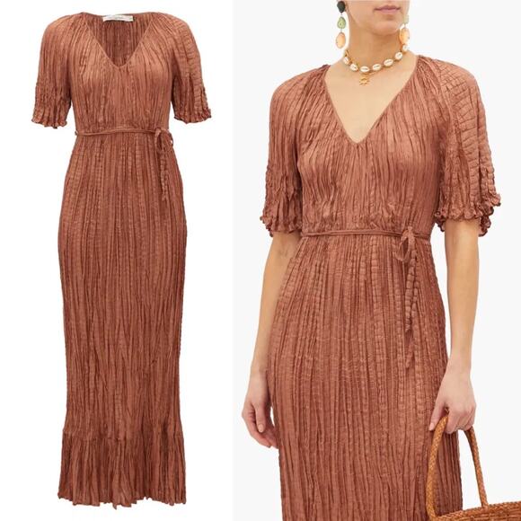 Mes Demoiselles‎ Twinkie Maxi Dress Nude Size 2 Silk Lightweight Flowy Billowy - Picture 2 of 16